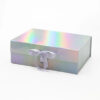 Confezione regalo olografica magnetica con chiusura a nastro di raso