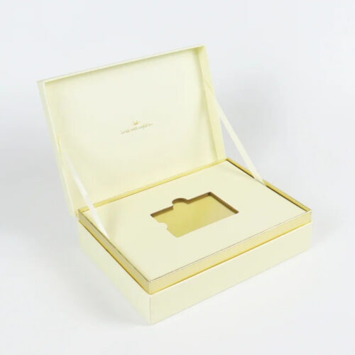 Ivory VIP Card Rigid Presentation Box with Gold Foil Logo Ivory VIP Card Rigid Presentation Box with Gold Foil Logo