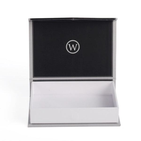 Caja rígida de presentación para relojes con logotipo impreso y bandeja blanca