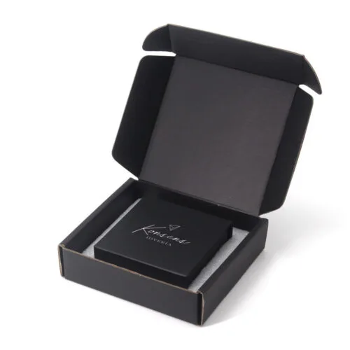 Luxury Black Jewelry Mailer Packaging Box with Foam Insert