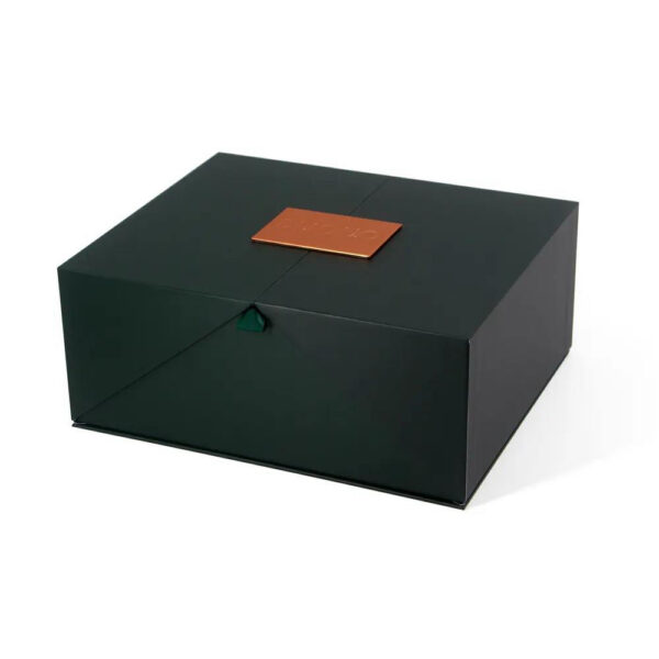 Caja de regalo de lujo rígida para productos de belleza, con doble puerta y logotipo estampado en lámina