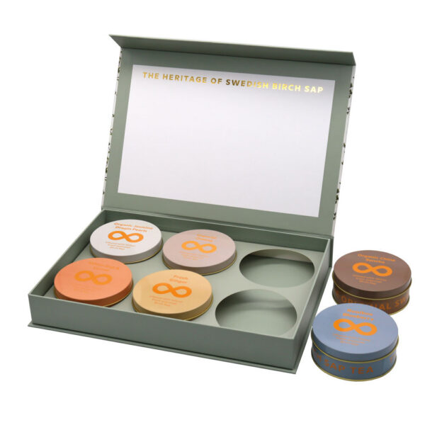 Luxury Rigid Magnetic Birch Sap Tea Tin Box with Insert