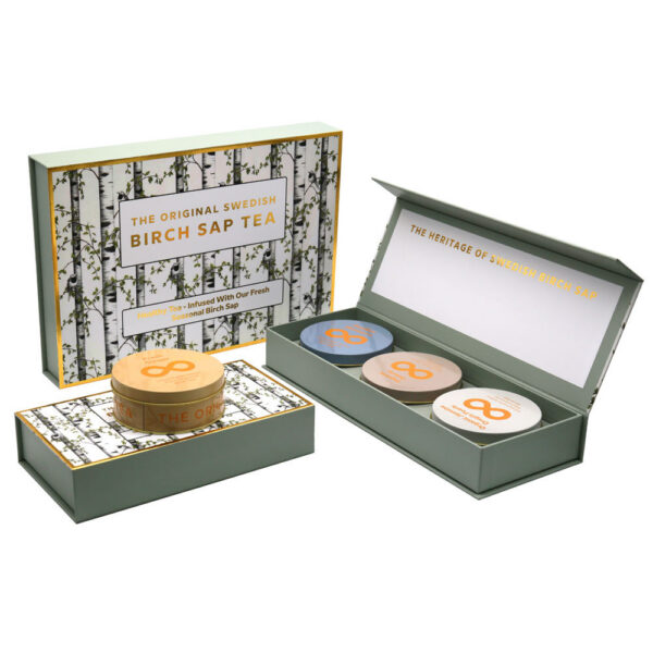Luxury Rigid Magnetic Birch Sap Tea Tin Box with Insert