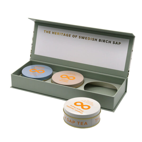 Luxury Rigid Magnetic Birch Sap Tea Tin Box with Insert