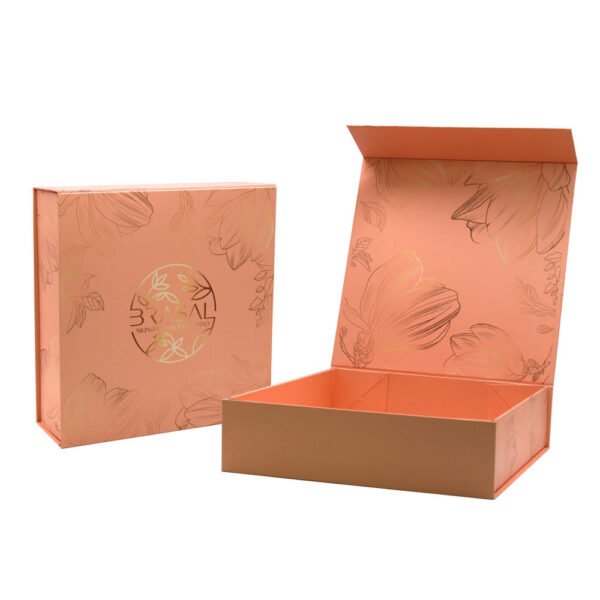 Peach Foil Printed Skincare Gift Box with Magnetic Closure
