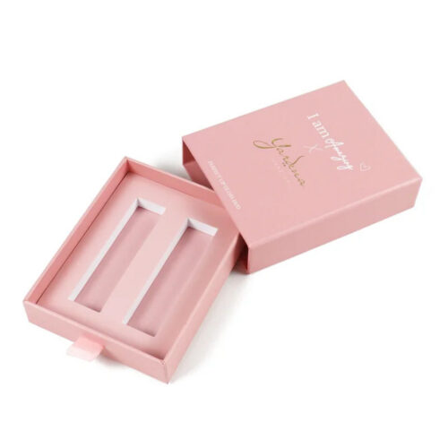 Pink Drawer Lip Gloss Duo Packaging Box with Ribbon Pull 06 Pink Drawer Lip Gloss Duo Packaging Box with Ribbon Pull