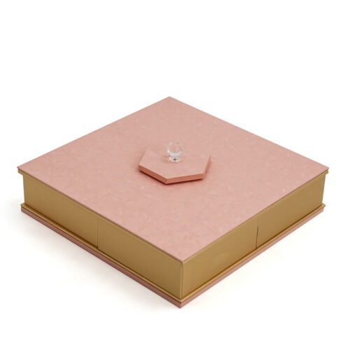 Pink Gold Four-Drawer Rigid Gift Box with Crystal Handle Pink Gold Four-Drawer Rigid Gift Box with Crystal Handle