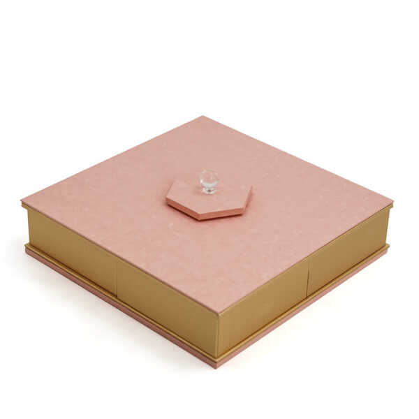Pink Gold Four-Drawer Rigid Gift Box with Crystal Handle