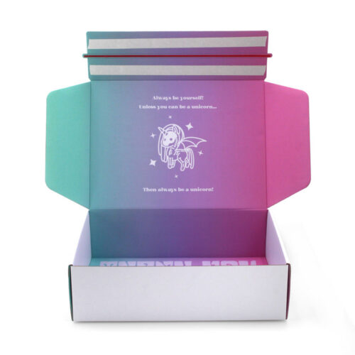 Printed Unicorn Mailer Box with Tear Strip Closure for Gifts Printed Unicorn Mailer Box with Tear Strip Closure for Gifts