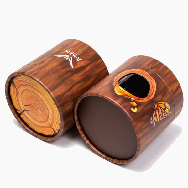 Printed Wood Grain Paper Tube Food Box with Clear Window