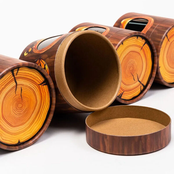 Printed Wood Grain Paper Tube Food Box with Clear Window