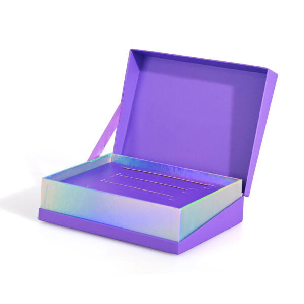Cadeaudoos in 'Purple Book'-stijl met holografische inleg met sleuven