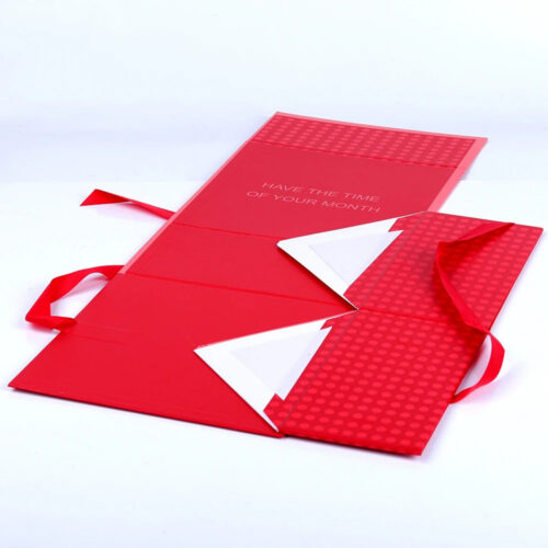 Red Collapsible Period Care Gift Box with Ribbon Closure Red Collapsible Period Care Gift Box with Ribbon Closure