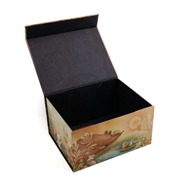 Caja de regalo rígida y plegable para mantita de bebé con estampado ilustrado