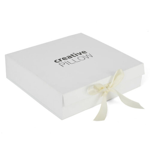 Rigid Pillow Presentation Box with Satin Ribbon Closure Rigid Pillow Presentation Box with Satin Ribbon Closure
