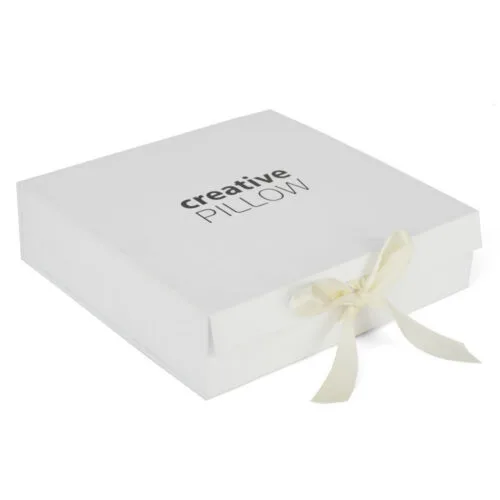 Rigid Pillow Presentation Box with Satin Ribbon Closure Rigid Pillow Presentation Box with Satin Ribbon Closure