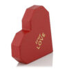 Textured Red Heart-Shaped Rigid Box with Gold Foil Logo Textured Red Heart-Shaped Rigid Box with Gold Foil Logo