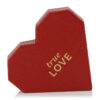 Textured Red Heart-Shaped Rigid Box with Gold Foil Logo Textured Red Heart-Shaped Rigid Box with Gold Foil Logo