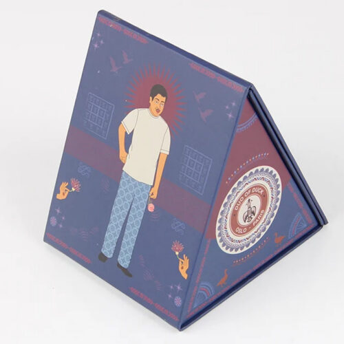 Triangular Rigid Textile Gift Box with Full-Color Print Triangular Rigid Textile Gift Box with Full-Color Print