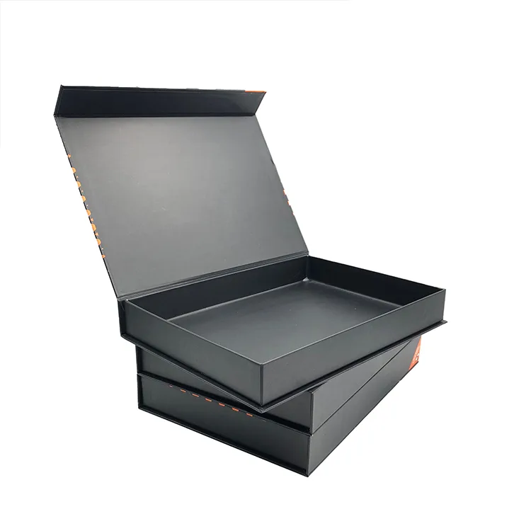 Custom Black Book Style Rigid Boxes Packaging Gift Box