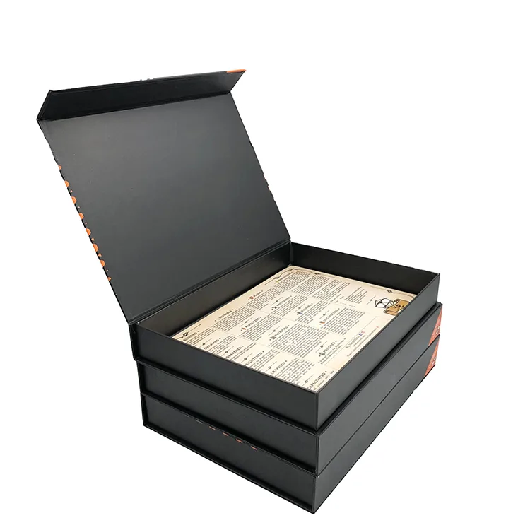 Custom Black Book Style Rigid Boxes Packaging Gift Box