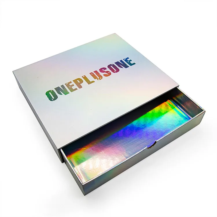 Custom Logo Rigid Greyboard Packaging – Holographic Drawer-Style Gift Box