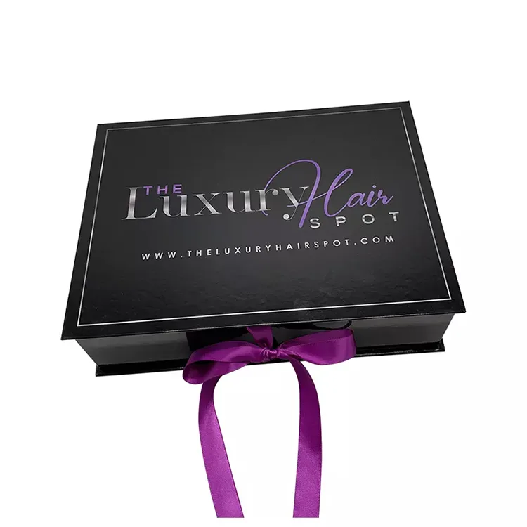 Custom logo black Wig Boxes