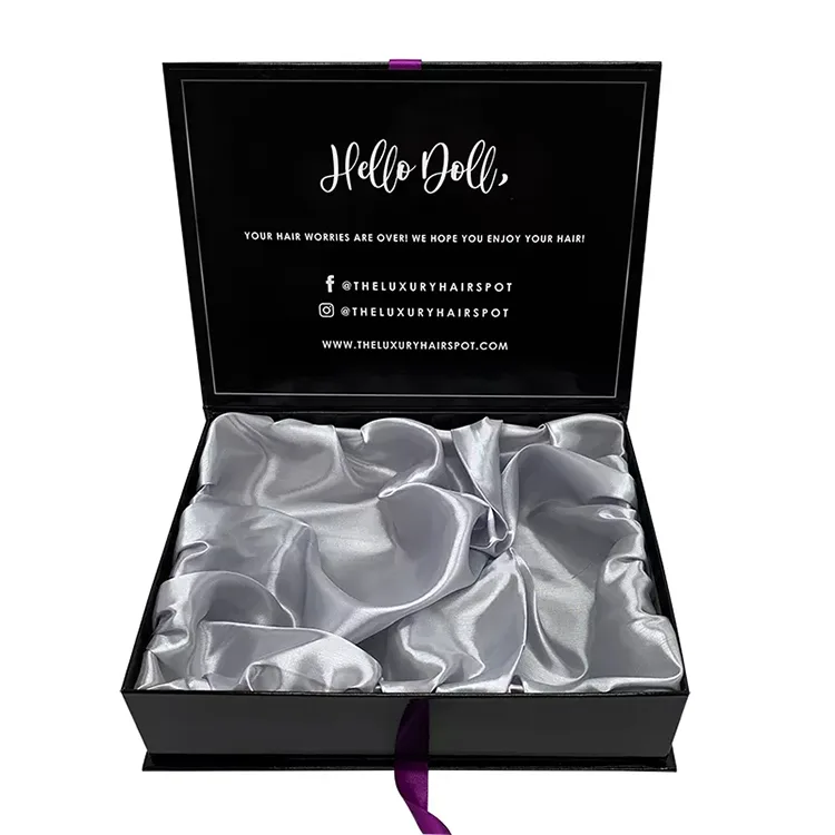 Custom logo black Wig Boxes