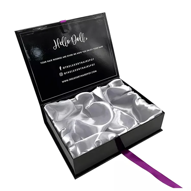 Custom logo black Wig Boxes