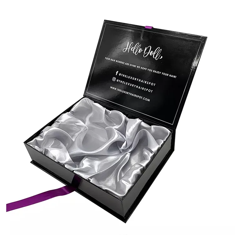 Custom logo black Wig Boxes