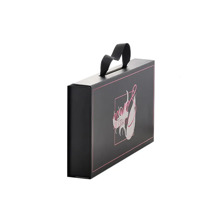 Custom logo matte black magnetic Wig Boxes