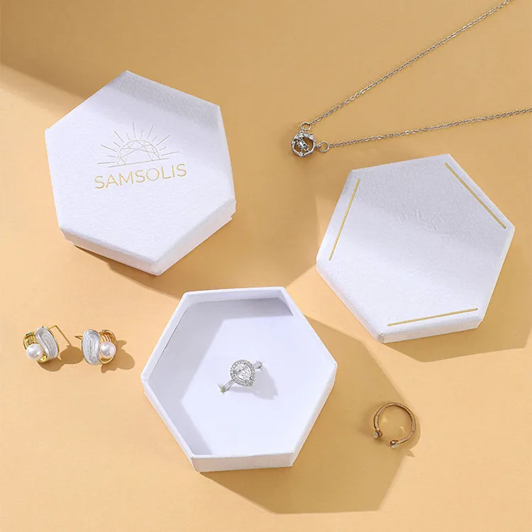 Hexagon Rigid Boxes White Cardboard Gift Wrapping