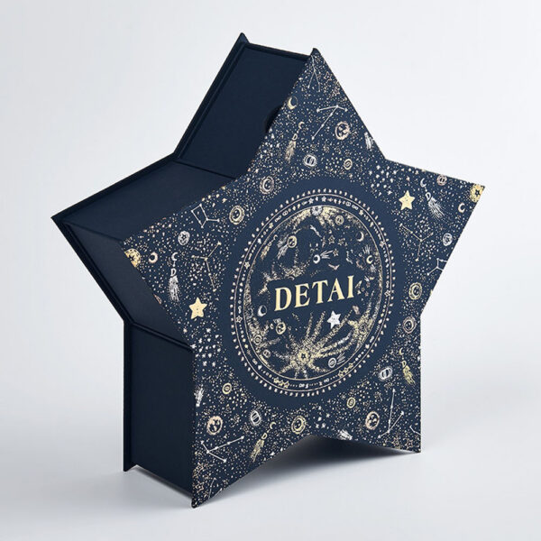 Printed star-shaped packaging box with drawers