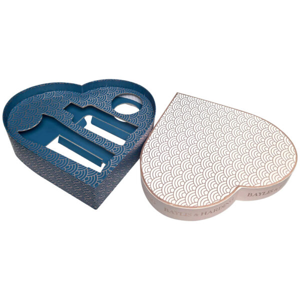 Two piece heart shaped rigid packaging box