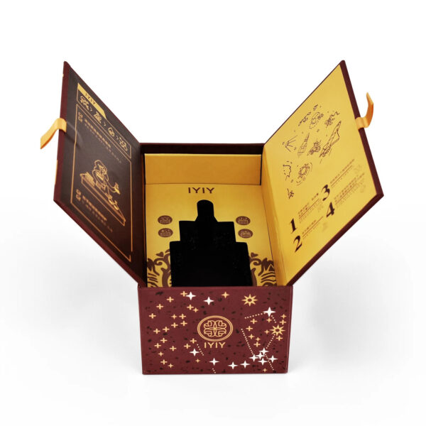 Fully opened CBD essential oil rigid gift box