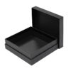 Open black rigid presentation box showing deep paperboard interior tray
