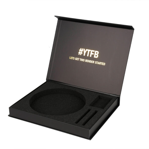 Black Book-Style Electronics Box with Circular Foam Insert