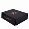 Black Folding Wig Gift Box with Gold-Tone Logo Print