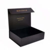 Black Folding Wig Gift Box with Gold-Tone Logo Print