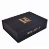 Black Folding Wig Gift Box with Gold-Tone Logo Print