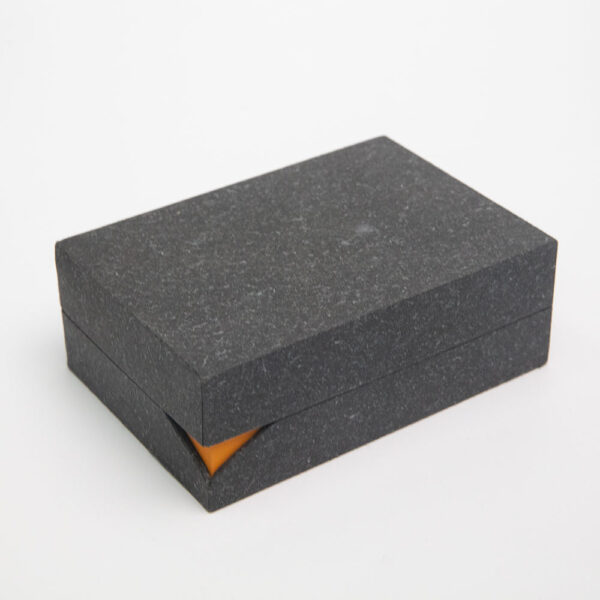 Black Lift-Off Gift Box with Orange Collar and Foam Insert