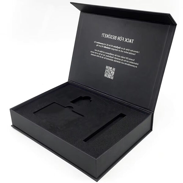 Black Magnetic Gift Card and Pen Box with Foam Insert
