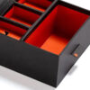 Black Rigid Drawer Gift Box with Red Dividers and Pull Tab