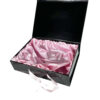 Black Rigid Wig Gift Box with Pink Satin and Ribbon Bow