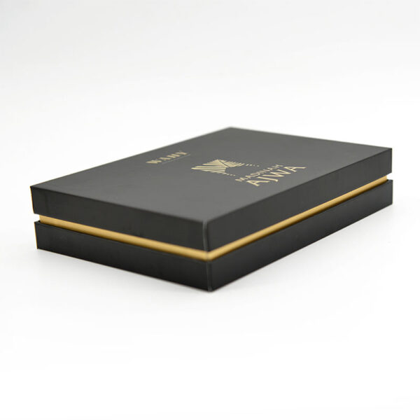 Black Shoulder Neck Ajwa Date Gift Box with Gold Foil Logo