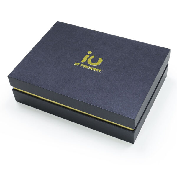 Black Shoulder Neck Gift Box with Gold Band and Insert