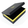 Black Shoulder Neck Gift Box with Gold Band and Insert