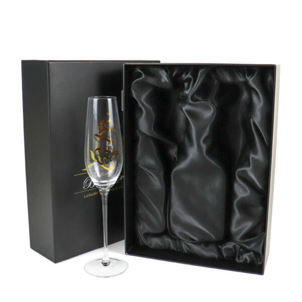 Black Two-Piece Champagne Flute Gift Box with Satin Lining