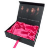 Black Wig Gift Box with Pink Satin Lining and Ribbon Bow