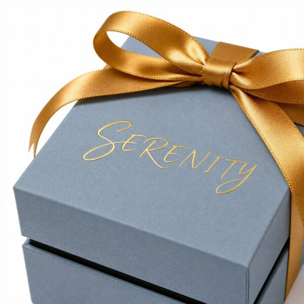 Blue-Gray Shoulder Neck Candle Gift Box with Gold Ribbon